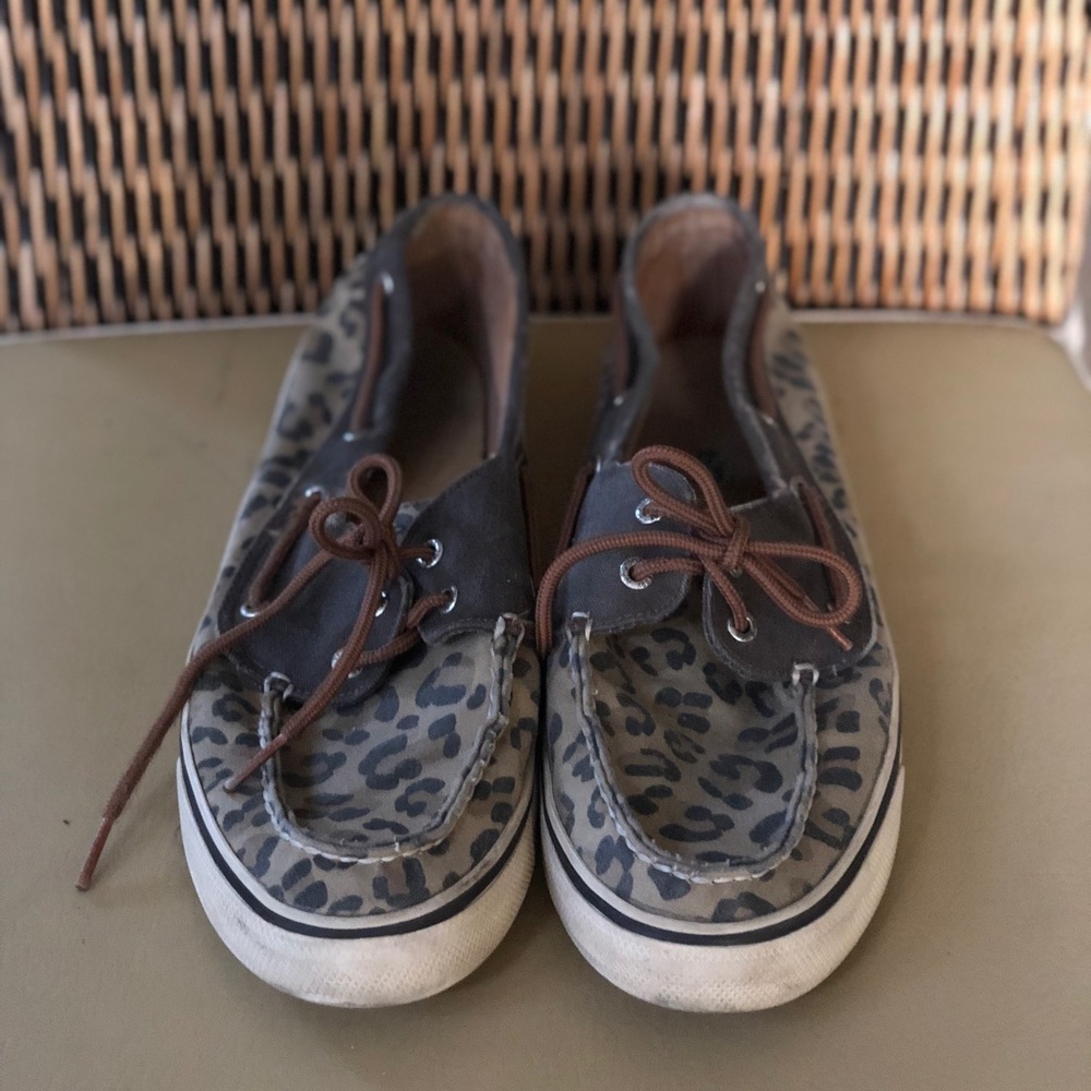 Leopard Print Sperry Top Sliders - image 1